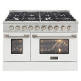 KUCHT Professional 48 in. 6.7 cu. ft. Natural Gas Range with Sealed Burners, Griddle/Grill and Two Ovens - One Convection - in Stainless Steel