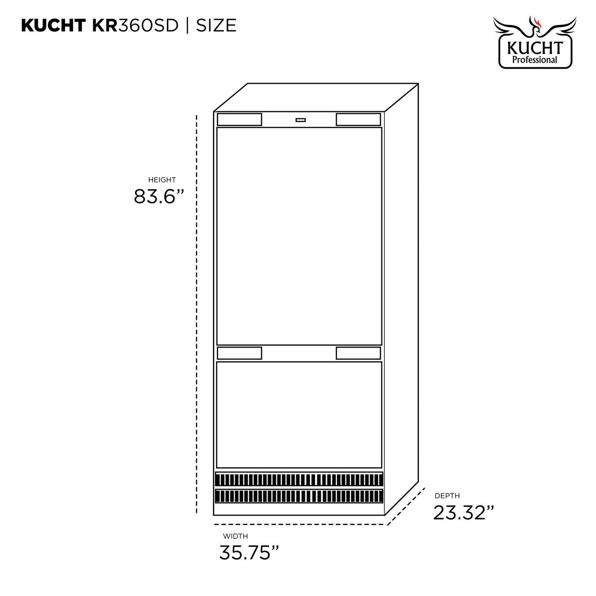 36 in. Width 19 8 cu. ft. Built In Bottom Freezer Refrigerator in Custom Panel Ready Counter Depth