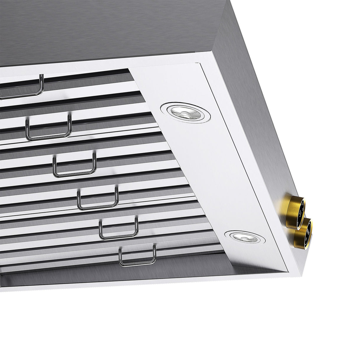 36 in. 900 1200 CFM Ducted Under Cabinet Range Hood in Stainless Steel with Gold Accents and Digital Controls