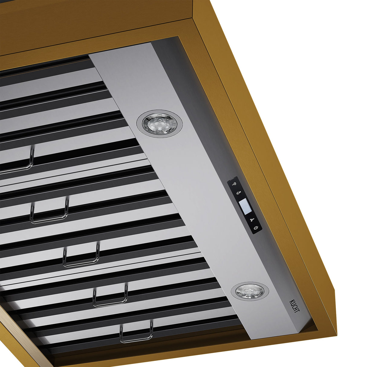36 in. KUCHT 600 CFM Wall Mounted Range Hood in Stainless Steel with Gold Accents