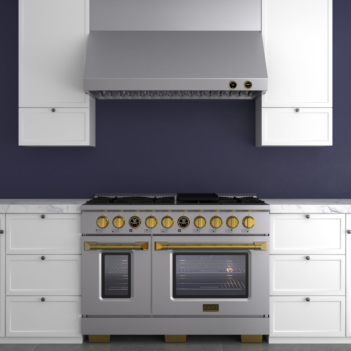 48 in. 6.7 cu. ft. 8 Burners Dual Fuel Range for Propane Gas in Stainless Steel with Kucht Horus Thermostat