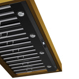 48 in. KUCHT 600 CFM Wall Mounted Range Hood in Titanium Stainless Steel with Gold Accents