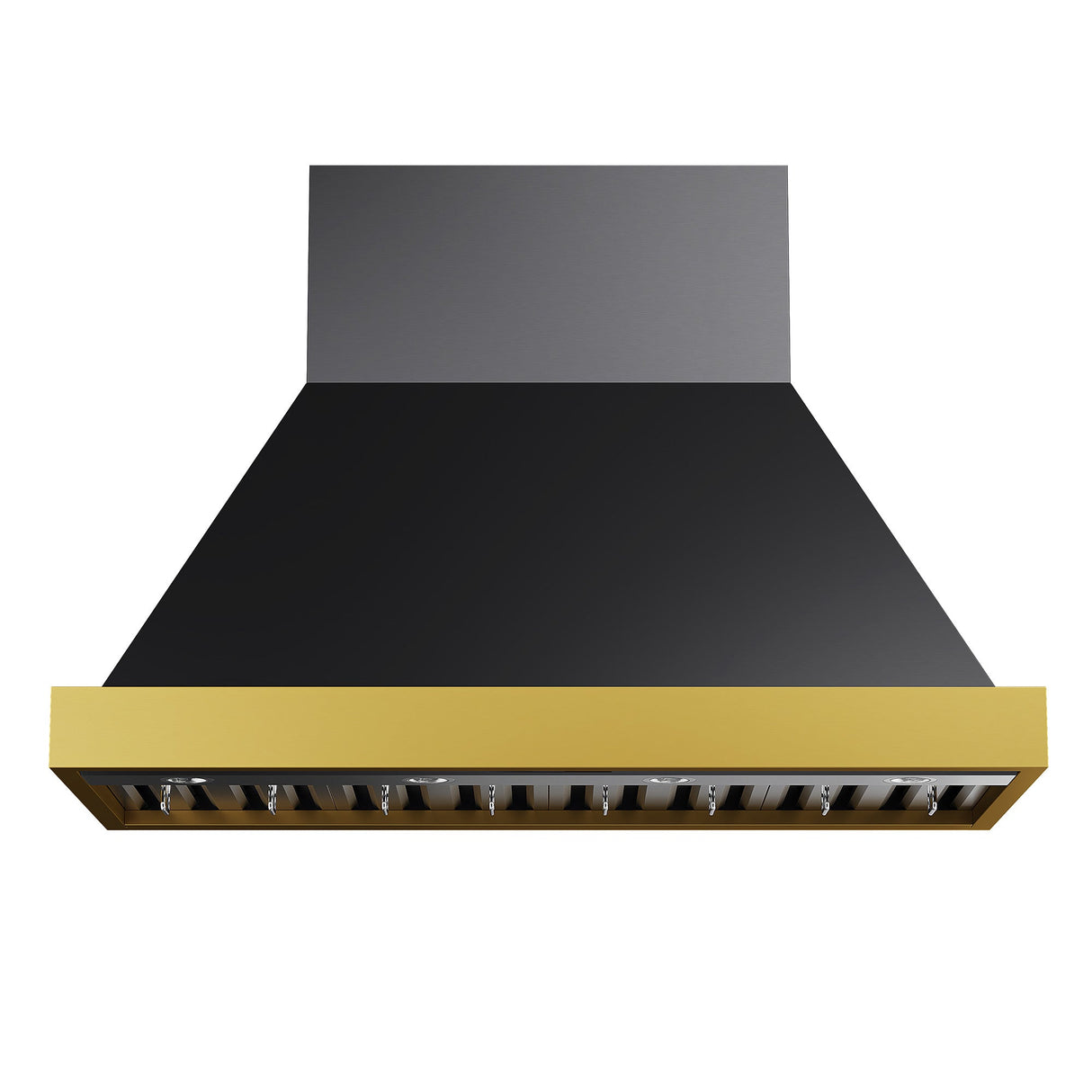 48 in. KUCHT 600 CFM Wall Mounted Range Hood in Titanium Stainless Steel with Gold Accents