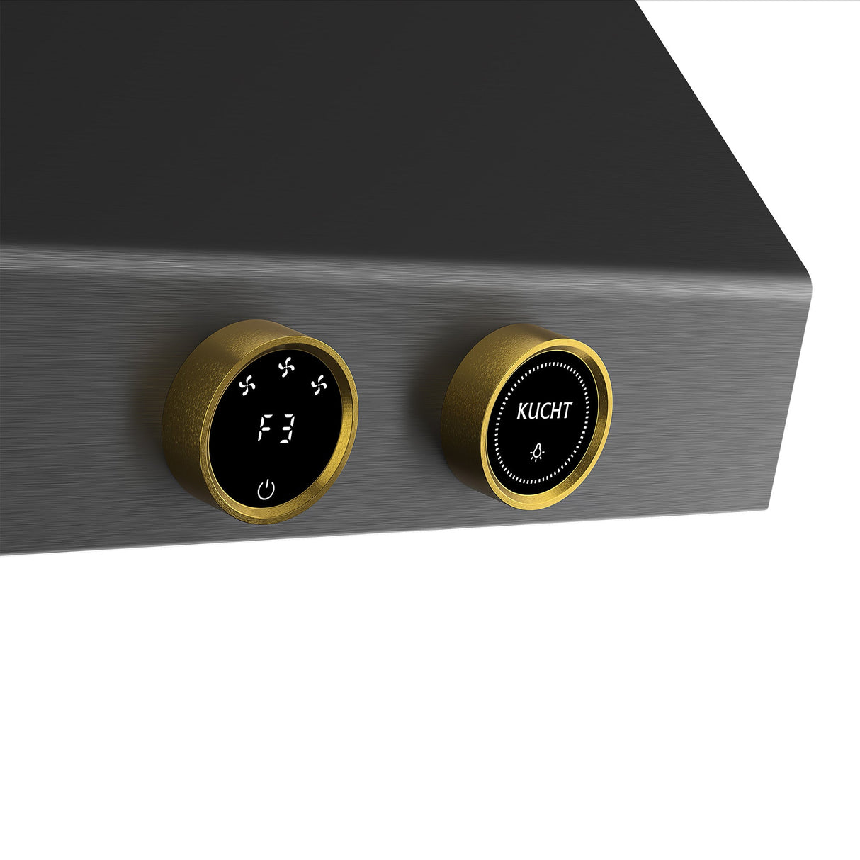 30 in. 900 1200 CFM Ducted Wall Mount Range Hood in Titanium Stainless Steel with Gold Accents and Digital Controls
