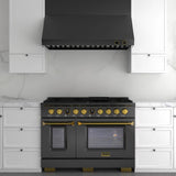 48 in. 6.7 cu. ft. 8 Burners Dual Fuel Range for Natural Gas in Stainless Steel with Kucht Horus Thermostat