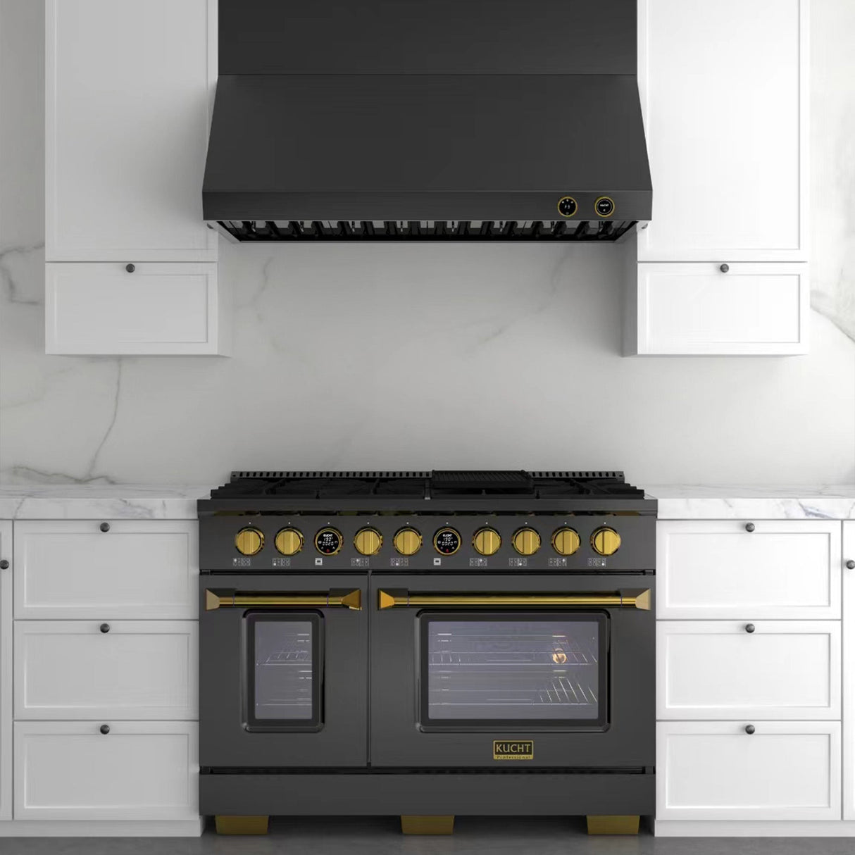 48 in. 6.7 cu. ft. 8 Burners Dual Fuel Range for Propane Gas in Stainless Steel with Kucht Horus Thermostat