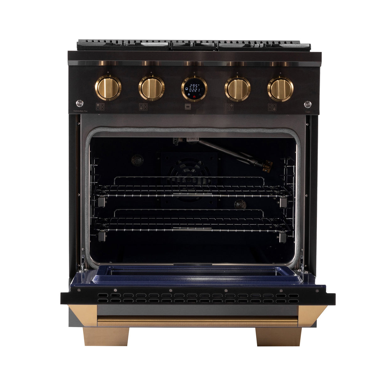 30 in. 4.2 cu. ft. 4 Burners Dual Fuel Range for Propane Gas in Stainless Steel with Kucht Horus Thermostat
