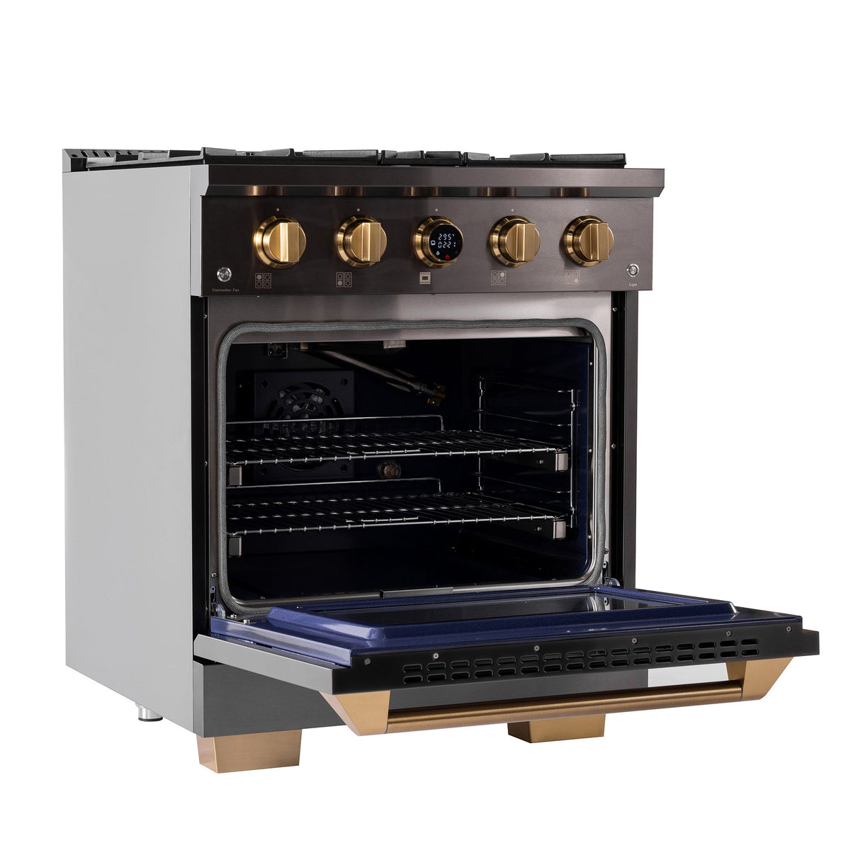 30 in. 4.2 cu. ft. 4 Burners Dual Fuel Range for Propane Gas in Stainless Steel with Kucht Horus Thermostat