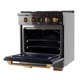 30 in. 4.2 cu. ft. 4 Burners Dual Fuel Range for Natural Gas in Stainless Steel with Kucht Horus Thermostat