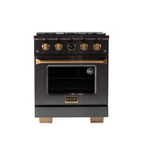 30 in. 4.2 cu. ft. 4 Burners Dual Fuel Range for Propane Gas in Stainless Steel with Kucht Horus Thermostat