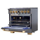 36 in. 5.2 cu. ft. 6 Burners Dual Fuel Range for Propane Gas in Stainless Steel with Kucht Horus Thermostat