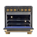 36 in. 5.2 cu. ft. 6 Burners Dual Fuel Range for Propane Gas in Stainless Steel with Kucht Horus Thermostat