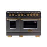 48 in. 6.7 cu. ft. 8 Burners Dual Fuel Range for Propane Gas in Stainless Steel with Kucht Horus Thermostat