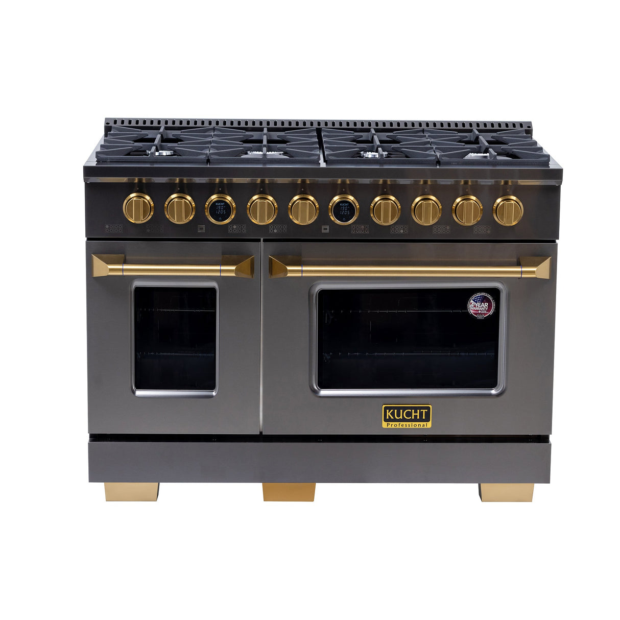 48 in. 6.7 cu. ft. 8 Burners Dual Fuel Range for Propane Gas in Stainless Steel with Kucht Horus Thermostat