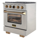 30 in. 4.2 cu. ft. 4 Burners Dual Fuel Range for Propane Gas in Stainless Steel with Kucht Horus Thermostat
