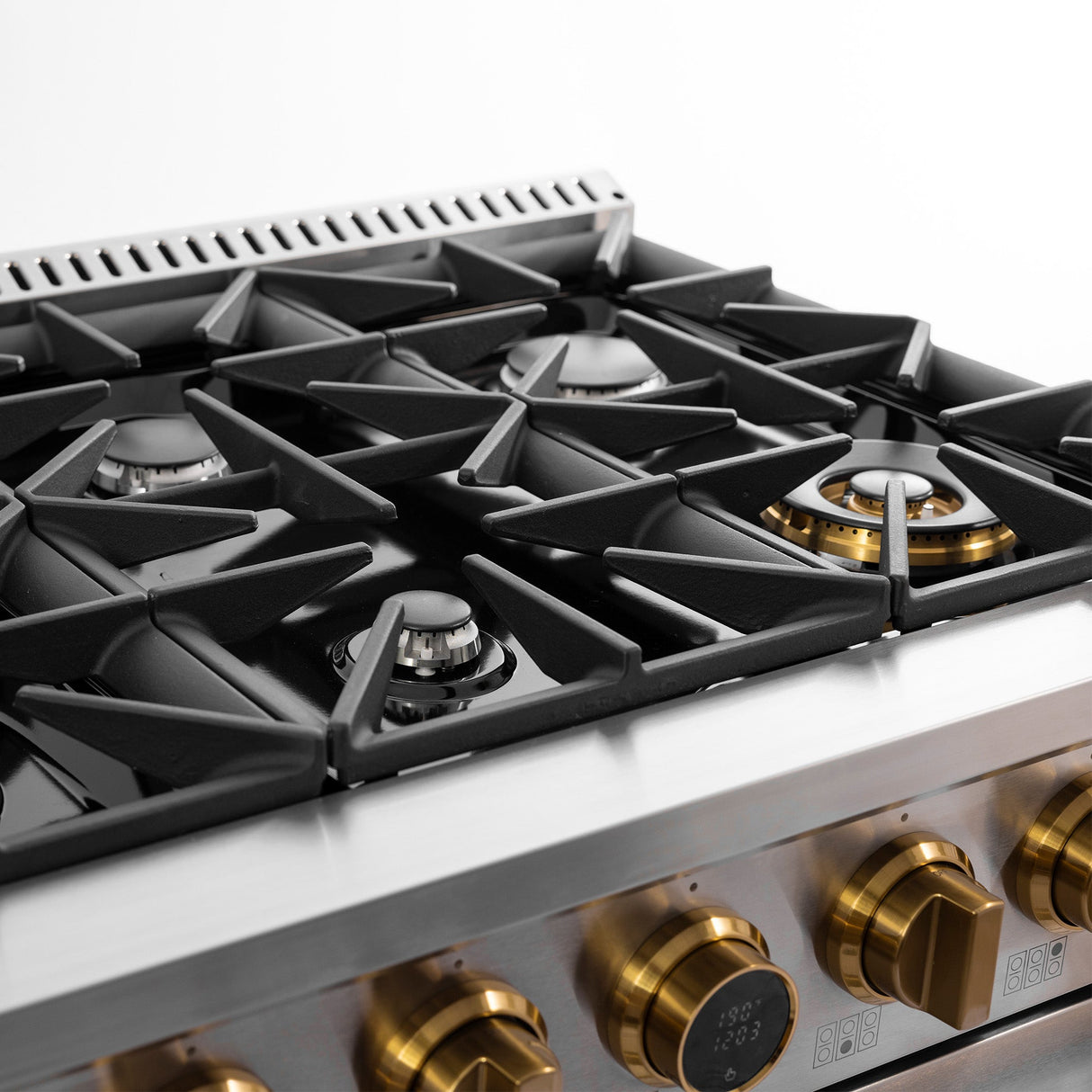 36 in. 5.2 cu. ft. 6 Burners Dual Fuel Range for Propane Gas in Stainless Steel with Kucht Horus Thermostat