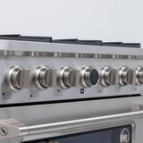 36 in. 5.2 cu. ft. 6 Burners Dual Fuel Range for Propane Gas in Stainless Steel with Kucht Horus Thermostat