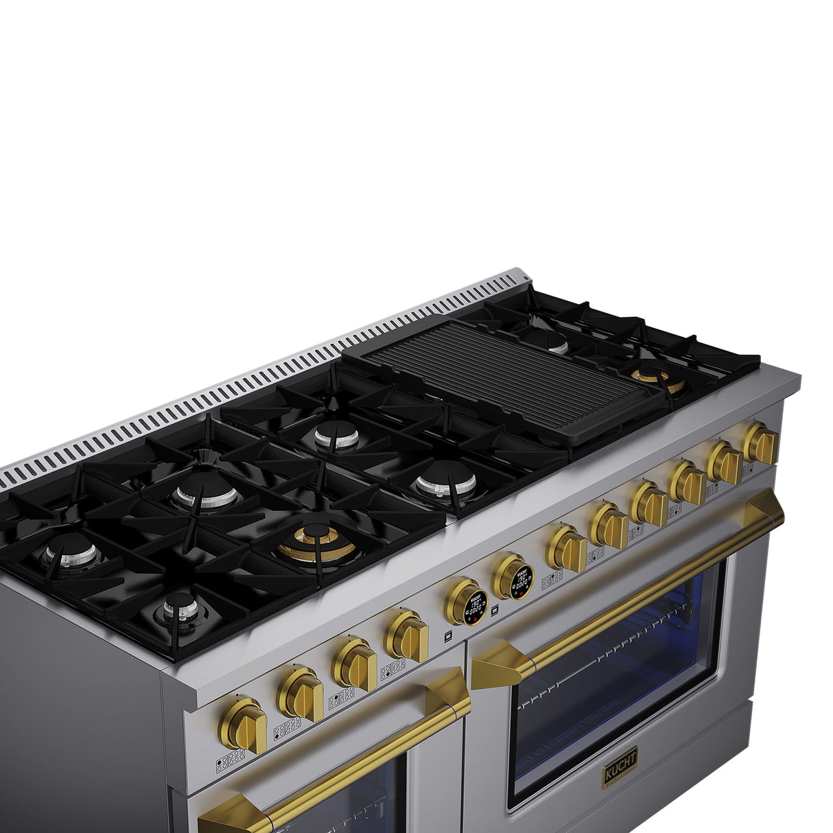 60 in. 8.4 cu. ft. 8 Burners Dual Fuel Range for Propane Gas in Stainless Steel with Kucht Horus Thermostat