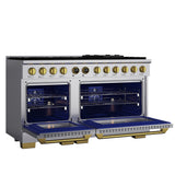 60 in. 8.4 cu. ft. 8 Burners Dual Fuel Range for Propane Gas in Stainless Steel with Kucht Horus Thermostat