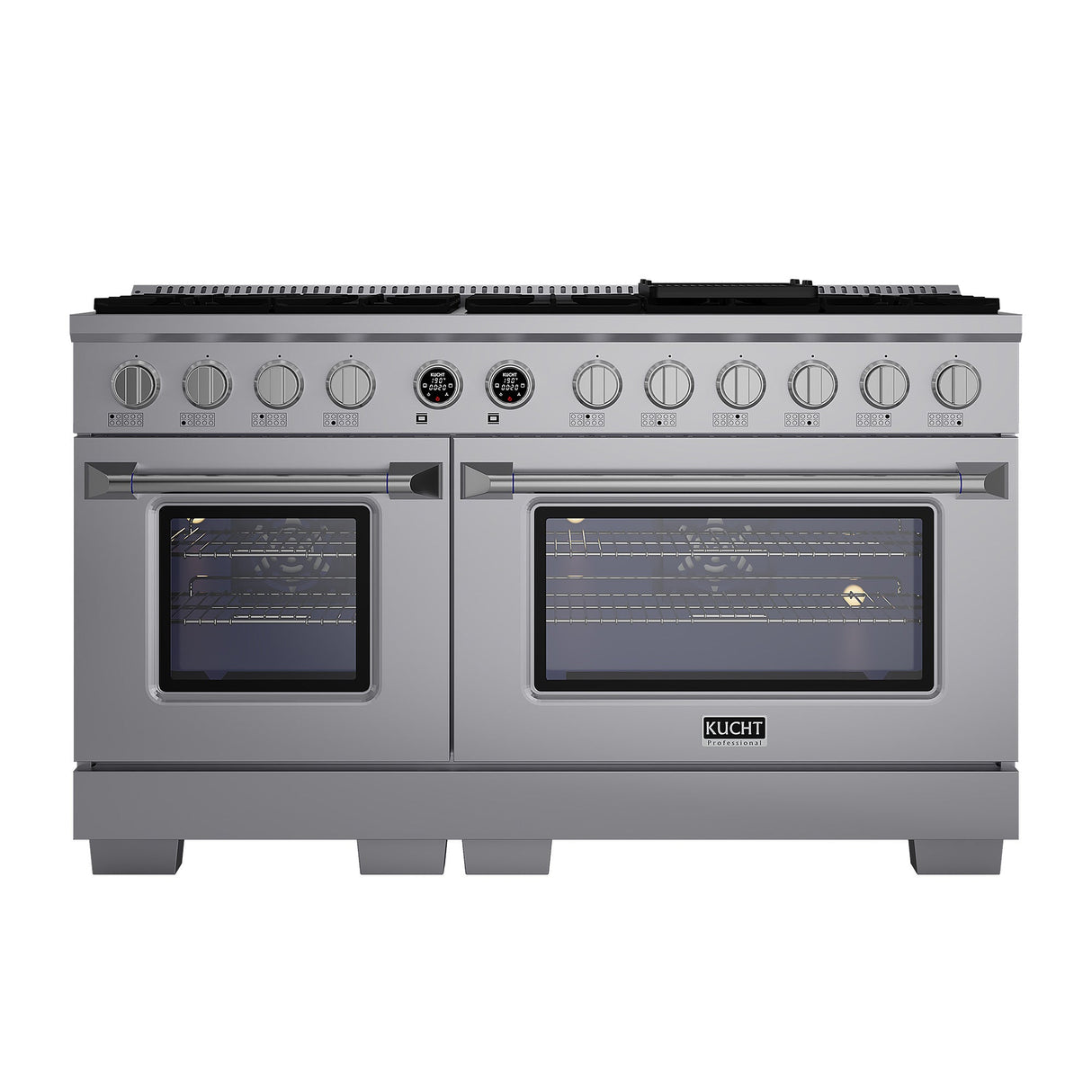 60 in. 8.4 cu. ft. 8 Burners Dual Fuel Range for Propane Gas in Stainless Steel with Kucht Horus Thermostat