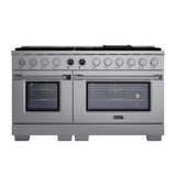 60 in. 8.4 cu. ft. 8 Burners Dual Fuel Range for Propane Gas in Stainless Steel with Kucht Horus Thermostat