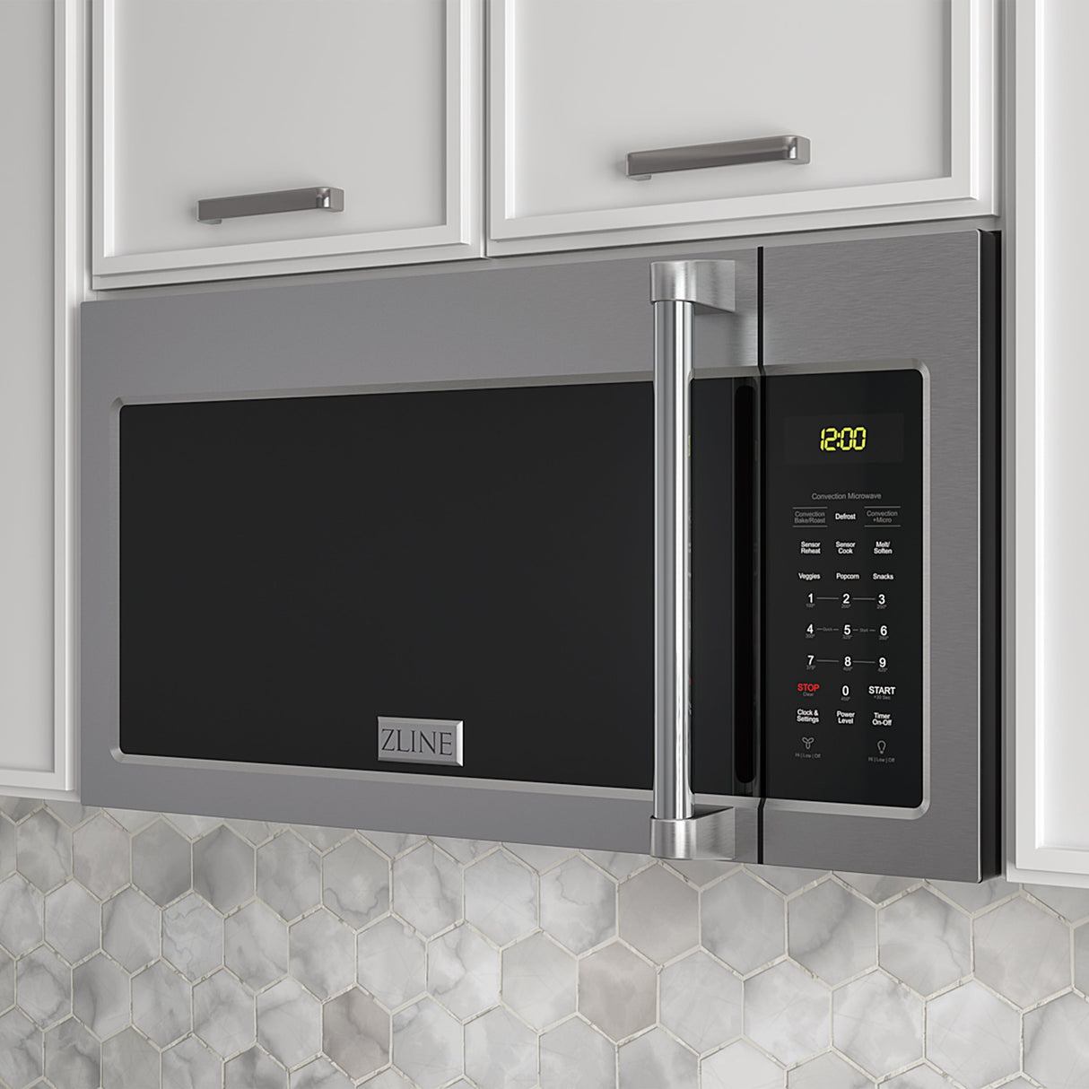 ZLINE 1.5 cu. ft. Over the Range Convection Microwave Oven in Stainless Steel with Traditional Handle and Sensor Cooking (MWO-OTR-H-30)