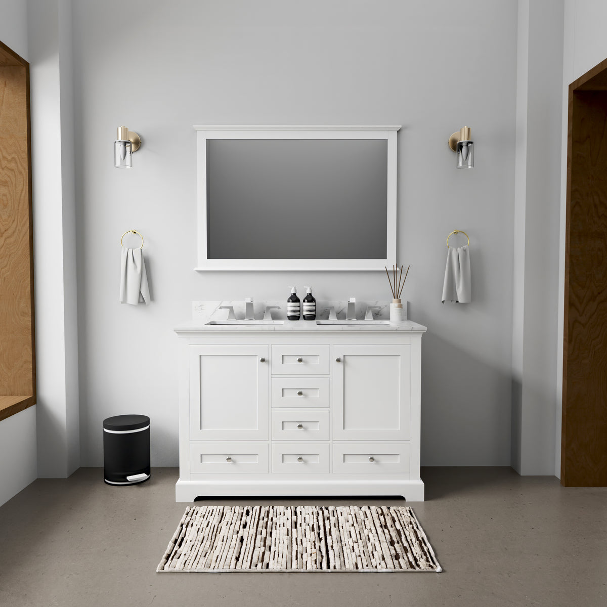 Dukes 48 in. W x 22 in. D White Double Bath Vanity