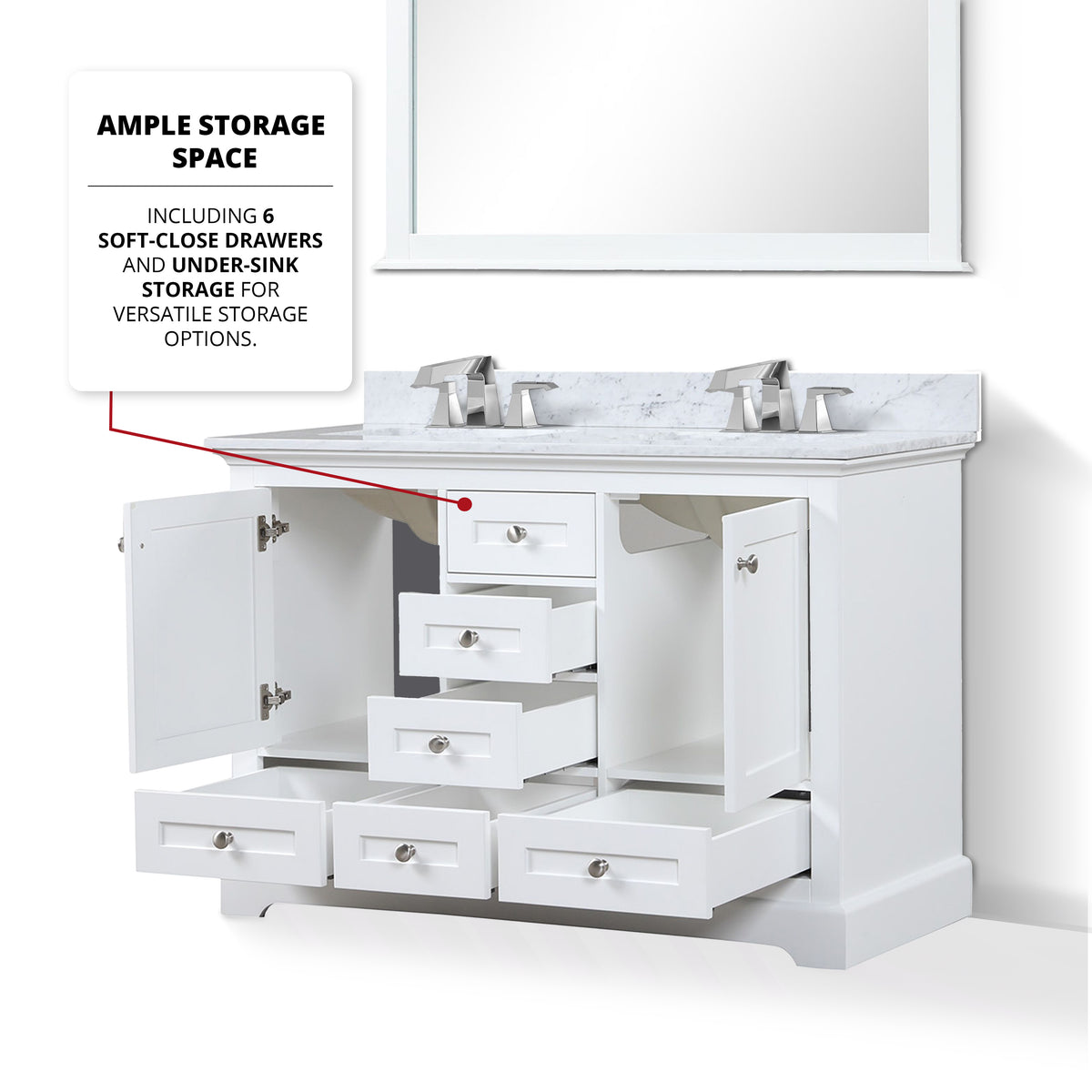 Dukes 48 in. W x 22 in. D White Double Bath Vanity