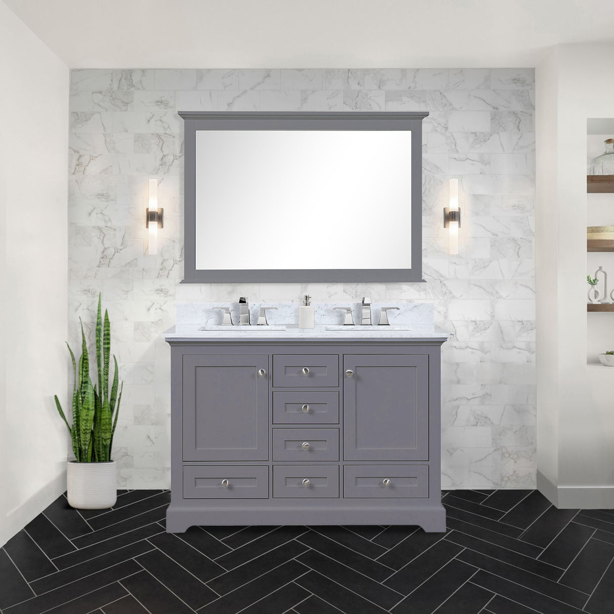 Dukes 48 in. W x 22 in. D Dark Grey Double Bath Vanity