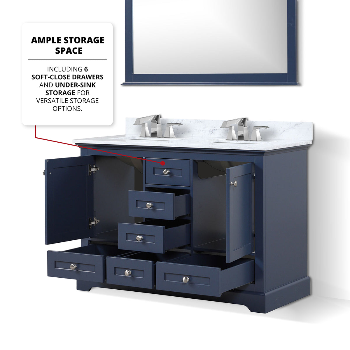 Dukes 48 in. W x 22 in. D Navy Blue Double Bath Vanity