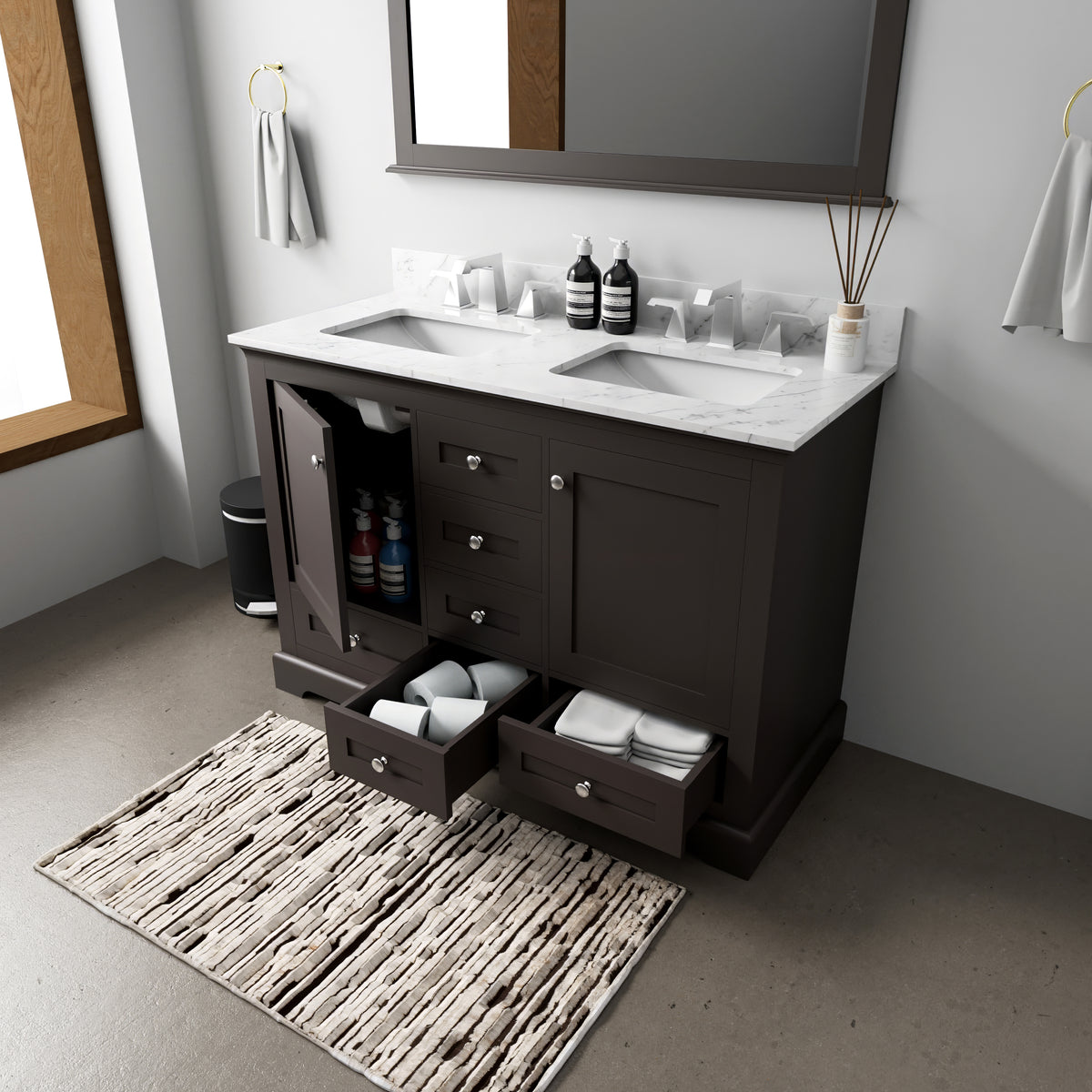 Dukes 48 in. W x 22 in. D Espresso Double Bath Vanity