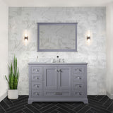Dukes 48 in. Freestanding Bathroom Vanity with White Carrara Marble Top, White Square Sink