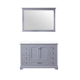Dukes 48" Dark Grey Single Vanity, White Quartz Top, White Square Sink and 46" Mirror