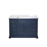 Dukes 48 in. Freestanding Bathroom Vanity with White Carrara Marble Top, White Square Sink