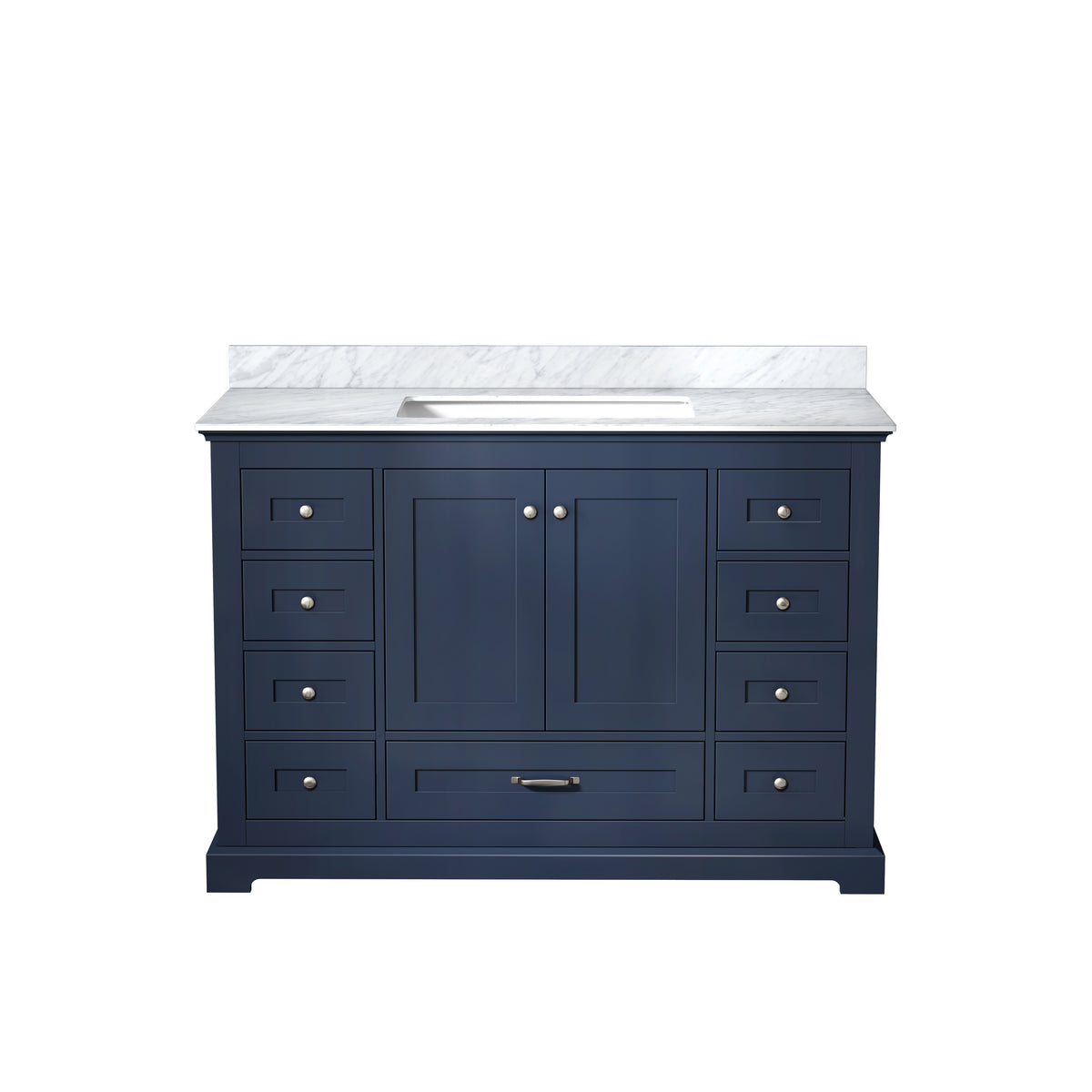 Dukes 48 in. Freestanding Bathroom Vanity with White Carrara Marble Top, White Square Sink