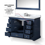 Dukes 48 in. Freestanding Bathroom Vanity with White Carrara Marble Top, White Square Sink