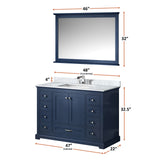 Dukes 48 in. Freestanding Bathroom Vanity with White Carrara Marble Top, White Square Sink