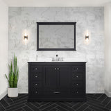 Dukes 48 in. Freestanding Bathroom Vanity with White Quartz Top, White Square Sink