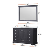 Dukes 48 in. Freestanding Bathroom Vanity with White Quartz Top, White Square Sink