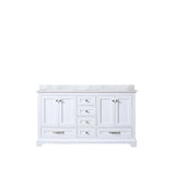 Dukes 60 in. Bathroom Freestanding Bathroom Vanity With Undermount Ceramic Sink with White Carrara Marble Top