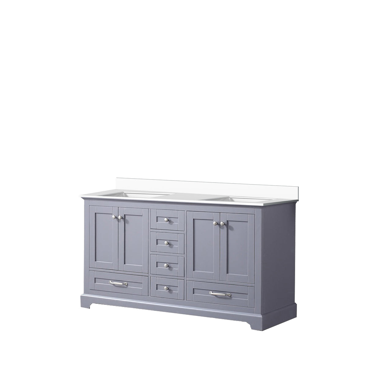Dukes 60 in. Freestanding Bathroom Vanity with White Quartz Top, White Square Sink