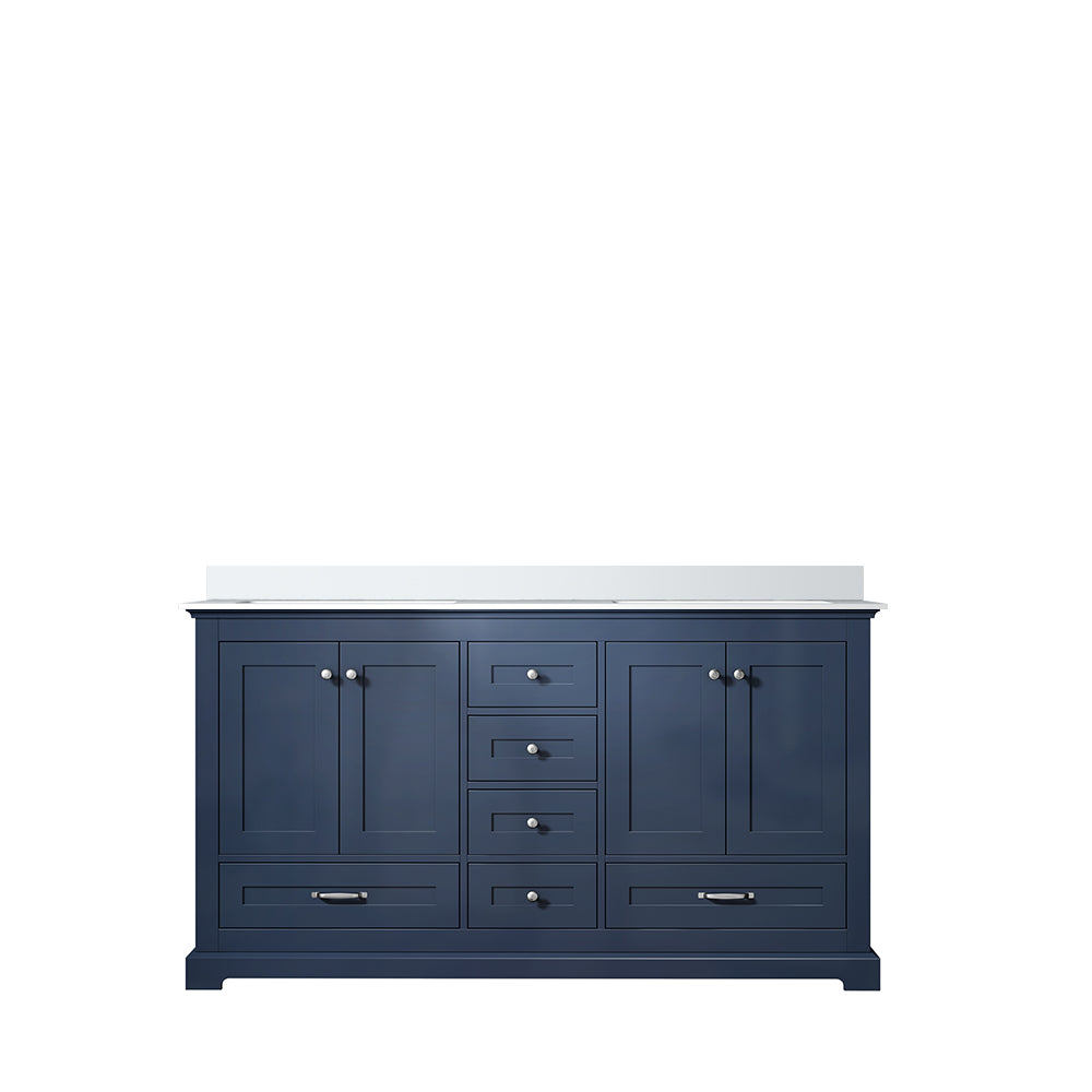 Dukes 60 in. Freestanding Bathroom Vanity with White Quartz Top, White Square Sink