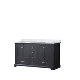 Dukes 60 in. Freestanding Bathroom Vanity with White Quartz Top, White Square Sink