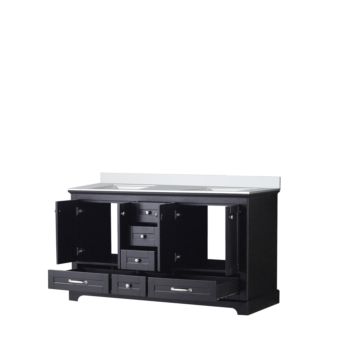 Dukes 60 in. Freestanding Bathroom Vanity with White Quartz Top, White Square Sink