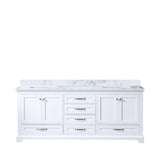 Dukes 80 in. Bathroom Freestanding Bathroom Vanity With Undermount Ceramic Sink with White Carrara Marble Top