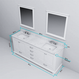 Dukes 80 in. Bathroom Freestanding Bathroom Vanity With Undermount Ceramic Sink with White Carrara Marble Top