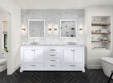 Dukes 80 in. Bathroom Freestanding Bathroom Vanity With Undermount Ceramic Sink with White Carrara Marble Top