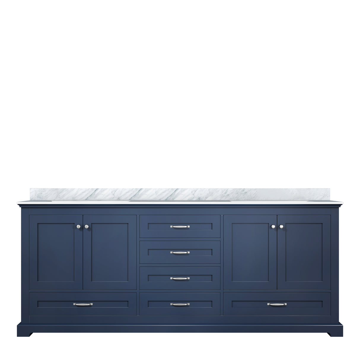 Dukes 80 in. Freestanding Bathroom Vanity with White Carrara Marble Top, White Square Sink