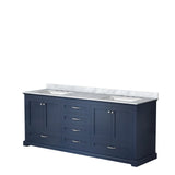 Dukes 80 in. Freestanding Bathroom Vanity with White Carrara Marble Top, White Square Sink