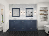 Dukes 80 in. Freestanding Bathroom Vanity with White Carrara Marble Top, White Square Sink